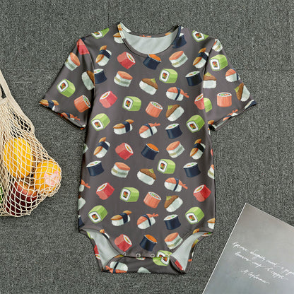 Colorful Japanese Sushi Pattern Print Men's Bodysuit