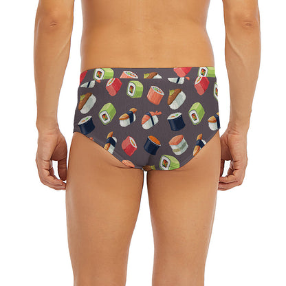 Colorful Japanese Sushi Pattern Print Men's Briefs