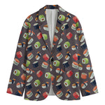 Colorful Japanese Sushi Pattern Print Men's Cotton Blazer