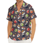 Colorful Japanese Sushi Pattern Print Men's Deep V-Neck Shirt