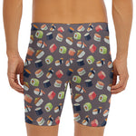 Colorful Japanese Sushi Pattern Print Men's Long Boxer Briefs