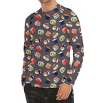 Colorful Japanese Sushi Pattern Print Men's Long Sleeve Rash Guard