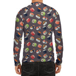 Colorful Japanese Sushi Pattern Print Men's Long Sleeve Rash Guard