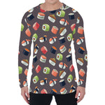 Colorful Japanese Sushi Pattern Print Men's Long Sleeve T-Shirt