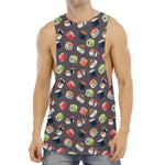Colorful Japanese Sushi Pattern Print Men's Muscle Tank Top
