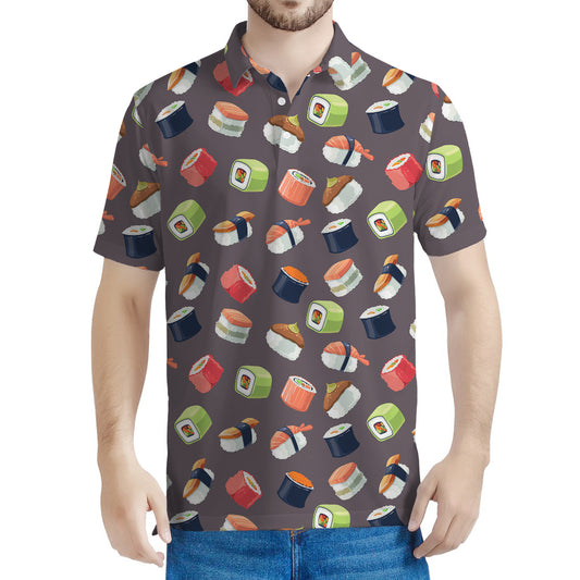 Colorful Japanese Sushi Pattern Print Men's Polo Shirt