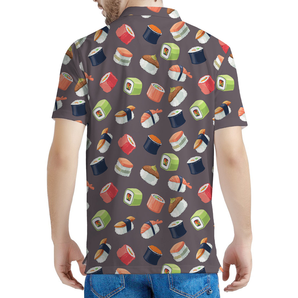 Colorful Japanese Sushi Pattern Print Men's Polo Shirt