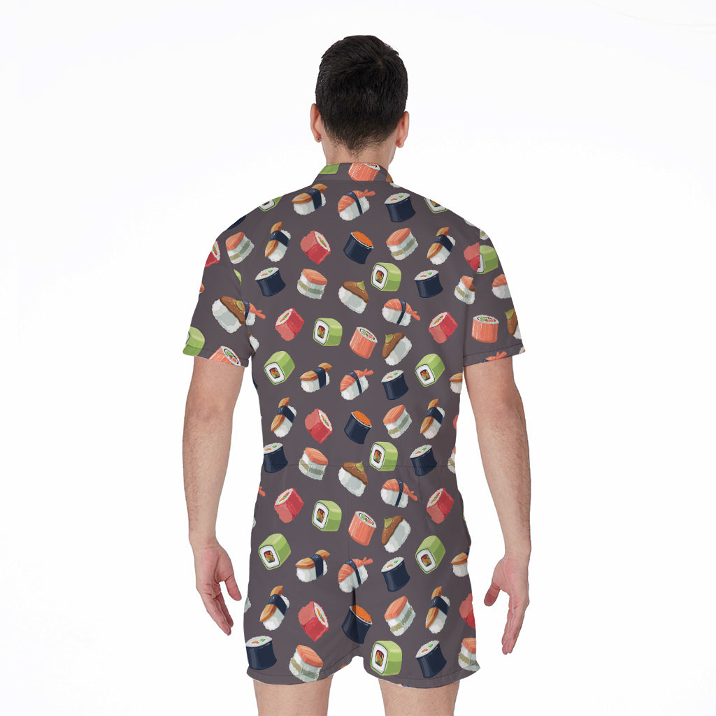 Colorful Japanese Sushi Pattern Print Men's Rompers