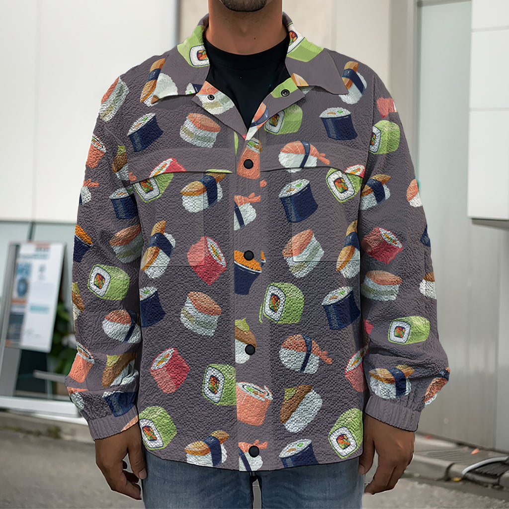 Colorful Japanese Sushi Pattern Print Men's Shirt Jacket