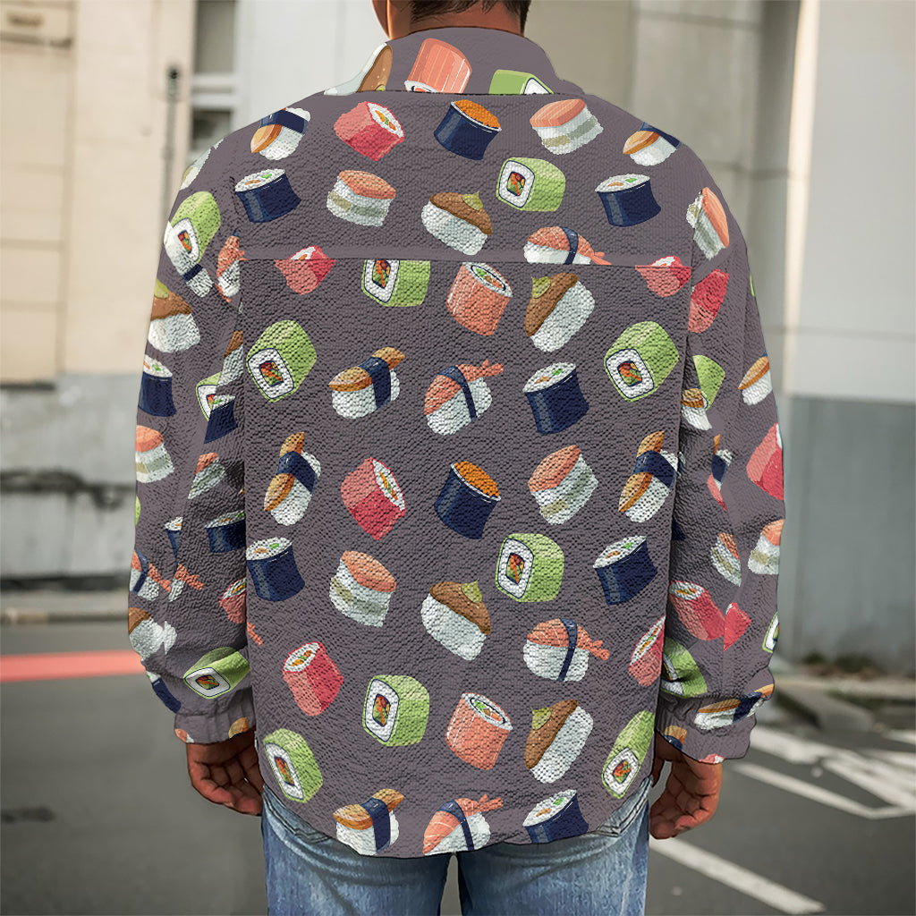 Colorful Japanese Sushi Pattern Print Men's Shirt Jacket