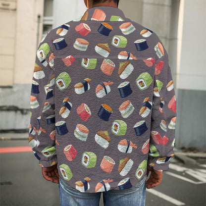 Colorful Japanese Sushi Pattern Print Men's Shirt Jacket