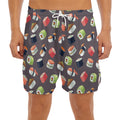 Colorful Japanese Sushi Pattern Print Men's Split Running Shorts