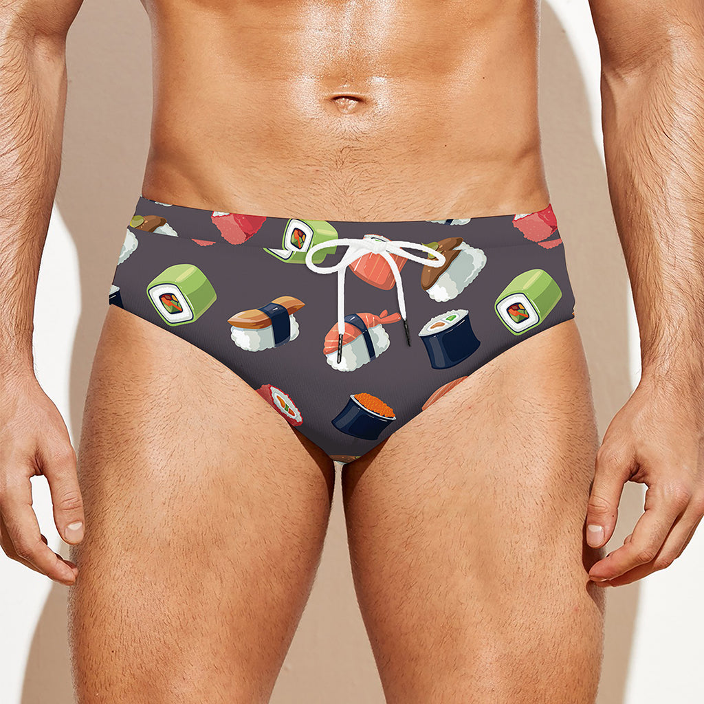 Colorful Japanese Sushi Pattern Print Men's Swim Briefs