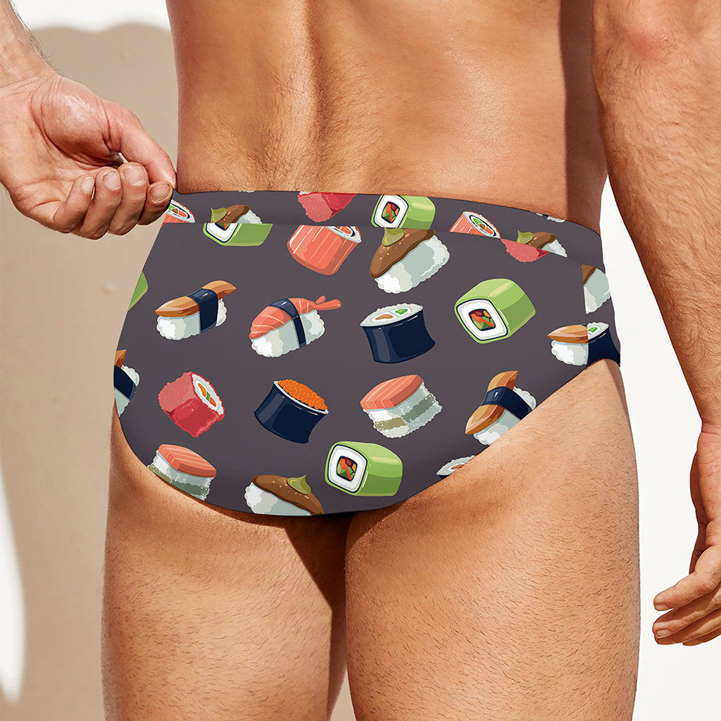 Colorful Japanese Sushi Pattern Print Men's Swim Briefs