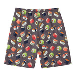 Colorful Japanese Sushi Pattern Print Men's Swim Trunks