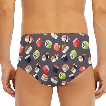 Colorful Japanese Sushi Pattern Print Men's Triangle Swim Briefs