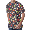 Colorful Japanese Sushi Pattern Print Men's Velvet T-Shirt