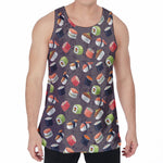 Colorful Japanese Sushi Pattern Print Men's Velvet Tank Top