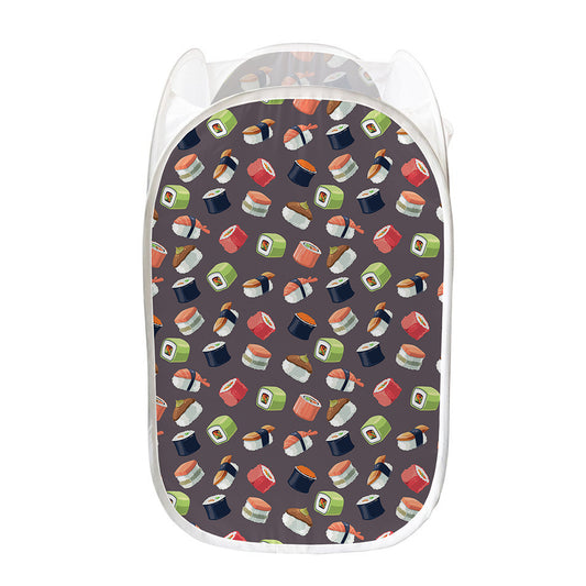 Colorful Japanese Sushi Pattern Print Mesh Laundry Hamper