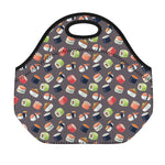 Colorful Japanese Sushi Pattern Print Neoprene Lunch Bag