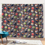 Colorful Japanese Sushi Pattern Print Pencil Pleat Curtains