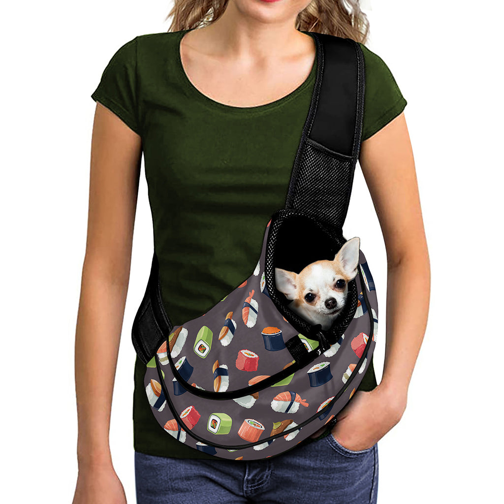 Colorful Japanese Sushi Pattern Print Pet Sling Carrier