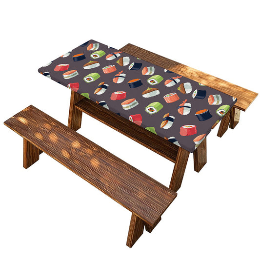 Colorful Japanese Sushi Pattern Print Picnic Table Cover