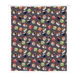 Colorful Japanese Sushi Pattern Print Polyester Shower Curtain