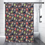 Colorful Japanese Sushi Pattern Print Premium Shower Curtain