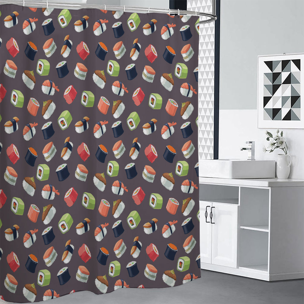 Colorful Japanese Sushi Pattern Print Premium Shower Curtain