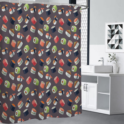 Colorful Japanese Sushi Pattern Print Premium Shower Curtain