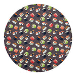Colorful Japanese Sushi Pattern Print Round Blanket