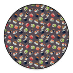 Colorful Japanese Sushi Pattern Print Round Floor Mat