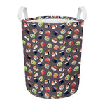 Colorful Japanese Sushi Pattern Print Round Laundry Basket