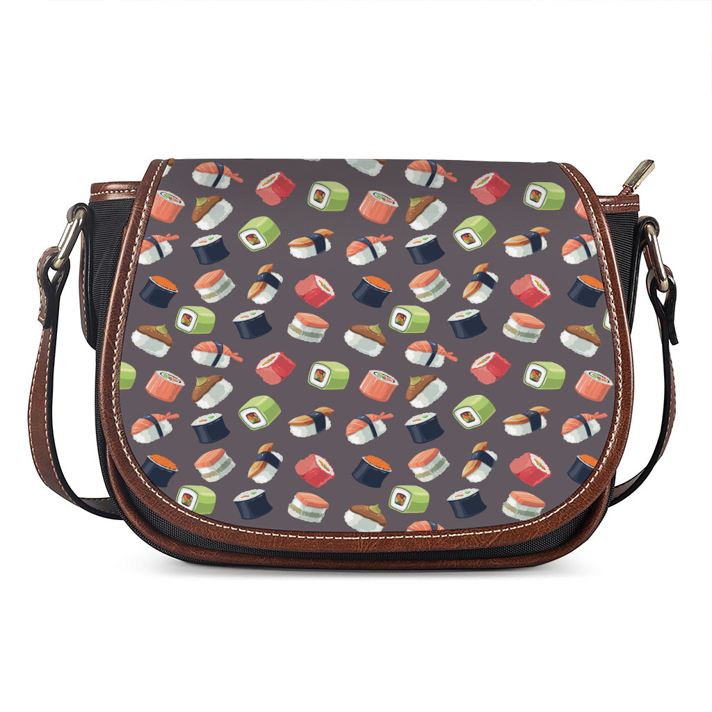 Colorful Japanese Sushi Pattern Print Saddle Bag