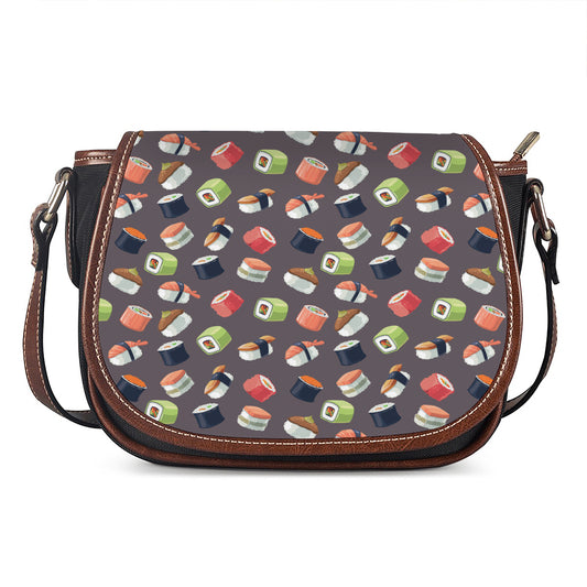 Colorful Japanese Sushi Pattern Print Saddle Bag