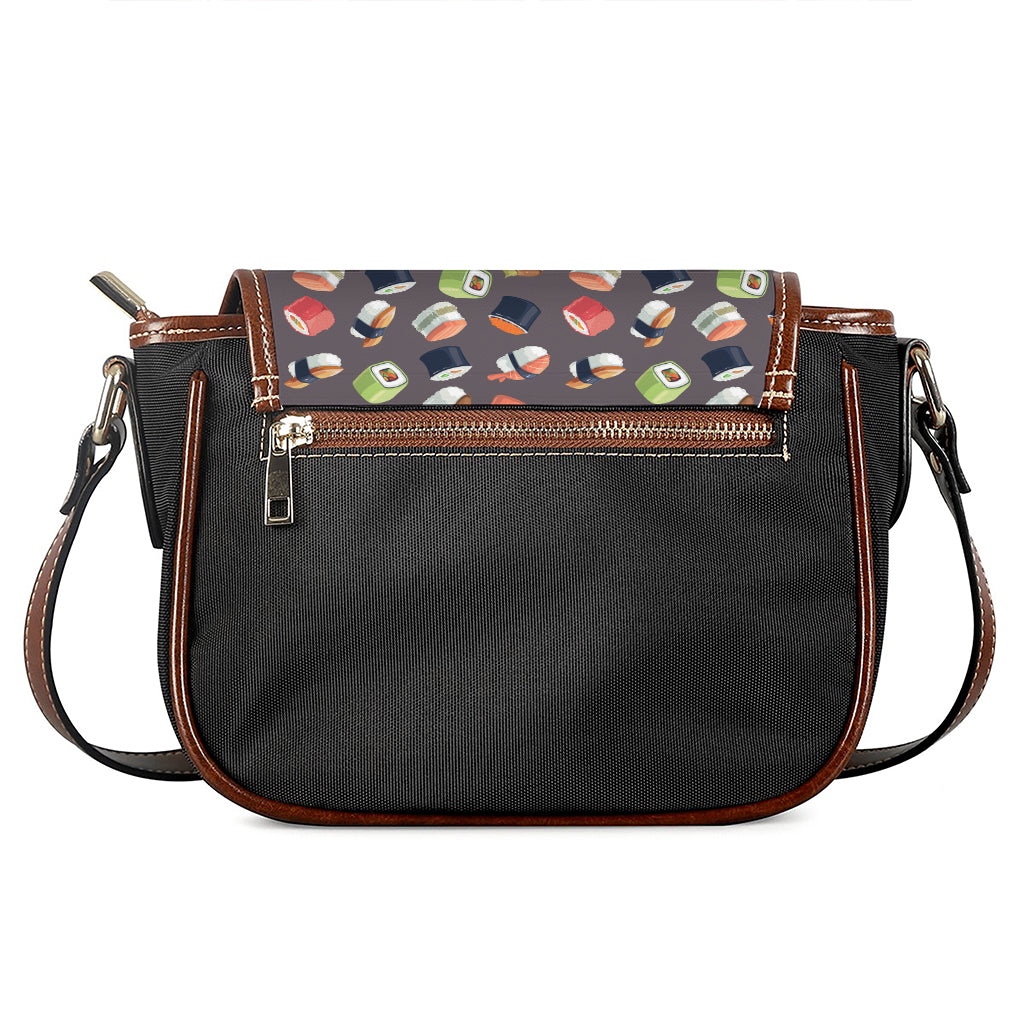 Colorful Japanese Sushi Pattern Print Saddle Bag