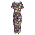 Colorful Japanese Sushi Pattern Print Short Sleeve Long Nightdress