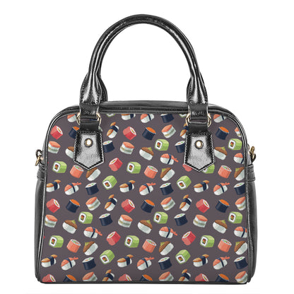 Colorful Japanese Sushi Pattern Print Shoulder Handbag