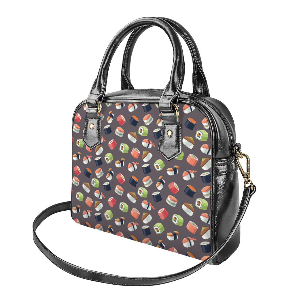 Colorful Japanese Sushi Pattern Print Shoulder Handbag