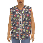 Colorful Japanese Sushi Pattern Print Sleeveless Baseball Jersey