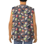 Colorful Japanese Sushi Pattern Print Sleeveless Baseball Jersey