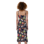 Colorful Japanese Sushi Pattern Print Slim Fit Midi Cami Dress