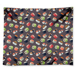 Colorful Japanese Sushi Pattern Print Tapestry