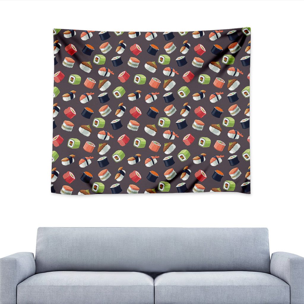 Colorful Japanese Sushi Pattern Print Tapestry