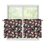Colorful Japanese Sushi Pattern Print Tier Curtains