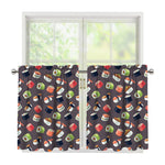 Colorful Japanese Sushi Pattern Print Tier Curtains