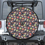 Colorful Japanese Sushi Pattern Print Tire Cover With Camera Hole