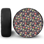 Colorful Japanese Sushi Pattern Print Tire Cover With Camera Hole