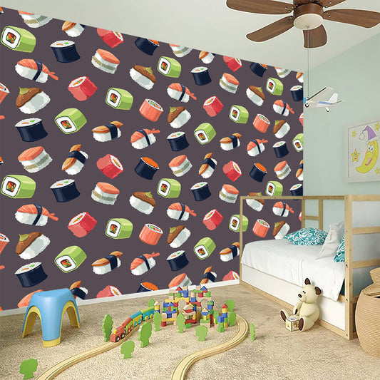 Colorful Japanese Sushi Pattern Print Wall Sticker